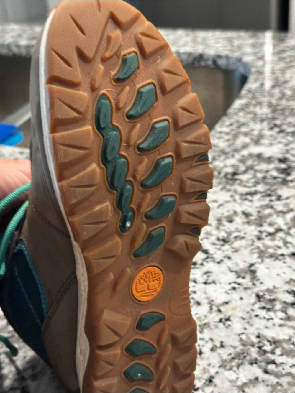 Timberland Brown Boots with Yellow Collar and Teal Laces